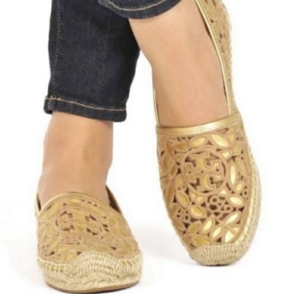 Tory Burch Shoes - Tory Burch Gold Cut Out Espadrilles